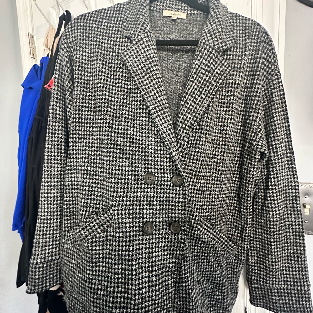 Madewell Black and White Houndstooth Blazer- Size Small